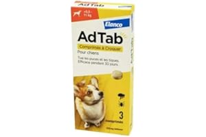 elanco - Adtab Antiparasitaires 225Mg Chiens 5,5 à 11Kg Boite de 3 Comprimés