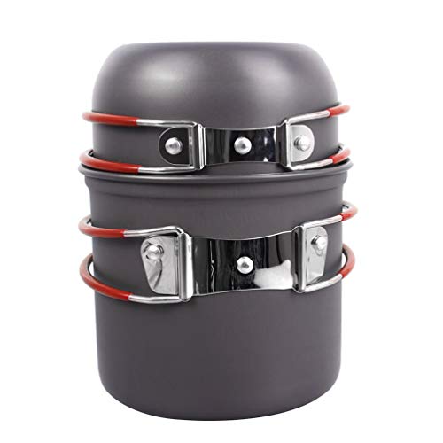 ViVseliy Outdoor Kitchen Equipment, Durable Picnic Travel Fishing Camping Cookware Mess Kit with Fork Pot Spoon