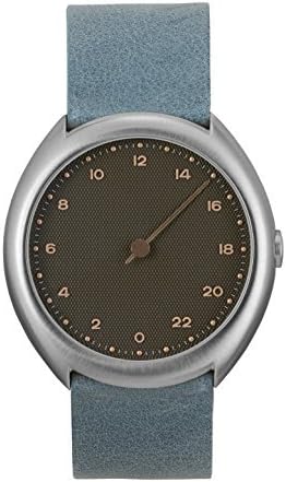 slow O 10 - Light Blue Vintage Leather Silver Case Anthracite Dial Unisex Quartz Watch with Grey Dial Analogue Display and Light Blue Leather Strap