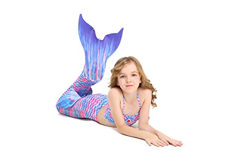 HHD 3Pcs establece bañadores niña Traje de baño Bañador De Sirena Disfraz De Princesa Bikini niña Cola de sirena para nadar las niñas bikini de traje de baño