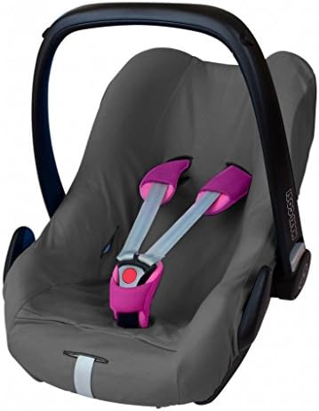 ByBoom® - Summer Cover/Protective Cover - Made from 100% Cotton, Universal Cover for Infant and Child car Seats eg. Maxi COSI Cabrio Fix, Pebble, City SPS, Color:Grey