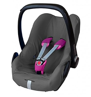 ByBoom® - Housse d'été 100% coton, housse universelle pour coques bébé, sièges auto, par ex. Maxi-Cosi CabrioFix, Pebble, City SPS, Colour:Gris