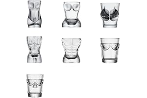 Hitchuey Lot de 7 verres à whisky, verres à vin amusants, verres à shot artistiques pour tequila, vodka, schnaps, verres d'art uniques pour les fêtes, bars à domicile, festivals