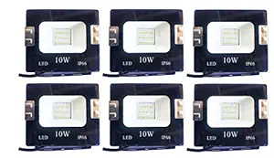 10 watt LED Slim/Thin IP66 IP6667 Pure Cool White Outdoor Waterproof Flood -Pack of 6