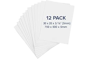 NAVY PENGUIN Carton Plume (Foam Board) 750 x 500 x 5mm – Pack de 12 Plaques – Panneau D’affichage Blanc, Grand, sans Acide, Carton Mousse pour L’art, les Présentations et les Projets Scolaires