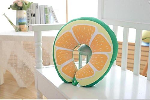 FR® Pillow lovely Multifunction Plush Protect the neck U pillow office car aircraft travel Sweat Breathable pillow , orange grapefruit