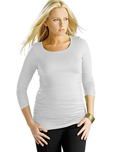 Long Sleeve Maternity Top Tunic, Pregnancy Top, White, UK Size 12 (Brand size: M)