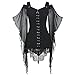Produktbild Gothic Kleidung Damen Binggong Kleid Mittelalter Kostüm Punk Karneval Kostüm Frau Cosplay Kurzarm Steampunk Minikleid Sommer Schnürung Rückenfrei Kapuzen Party Vintage Kleid T-Shirtkleid Tank Top