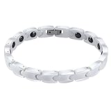 Aooaz Mode Edelstahl Herren Glieder Armband Armreifen Panzerkette Weiß Armband,Länge 20CM