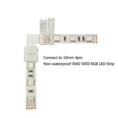Simfonio LED Streifen Steckverbinder 10mm 4 Pin L-Form für 5050 RGB LED Streifen Lichter ( 2 PCS) - 4