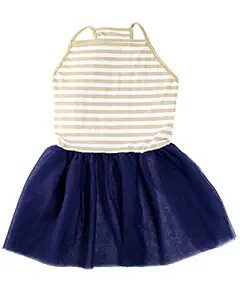 Elegant Tan & White Stripe Tutu Large Dog Dress by Midlee (XXX-Large)