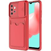 Aksesuarcim Samsung Galaxy A32 4G ile Uyumlu Silikon Kılıf Mat Renkli Kart B&ouml;lmeli C&uuml;zdanlı Kamera Lens Korumalı Kapak Kartix