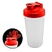 Produktbild Fitness Protein Shaker für eine gesunde Ernährung nach dem Workout | Klappverschluss + Auslaufsicher | Made in Germany | 600 ml mit Skala | BPA frei | Farbe: Rot + GRATIS Beileger mit 5 leckeren Rezepten