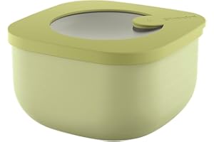 Guzzini - Kitchen Active Design, STORE&MORE BIO, Contenitore Ermetico Basso per Frigo/Freezer/Microonde (S) - Verde Avocado, 12,2 x 12,2 x h6,8 cm | 450cc - 170719253