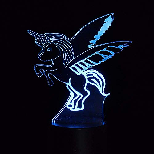 Night Lights/3D Led Unicorns With Wings Modeling Table Lamp Touch Button Night Light Animated Led Kid Bedroom Sleep Lighting Decor