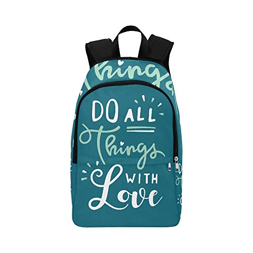 Inspirational Quotes Do All Anything with Love Casual Daypack Travel Bag College School Backpack for Mens and Women