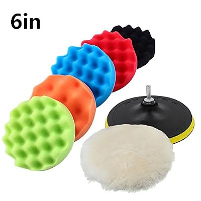 AGGER 6 pouces 150mm éponge polissage épilation à la cire de polissage Kit de tampons ensemble polisseur automobile auto composé + kit d'adaptateur de forage M14