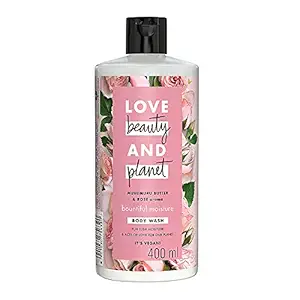 Love Beauty & Planet Moisturising Body Wash for Dry Skin 400 ml, with Murumuru Butter & Rose Aroma, Sulphate Free, Paraben Free - Liquid Shower Gel