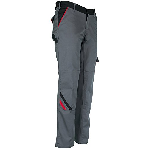 Planam Damen Bundhose Highline, Größe 38, 1 Stück, schiefer / schwarz / rot, 2329038 - 2