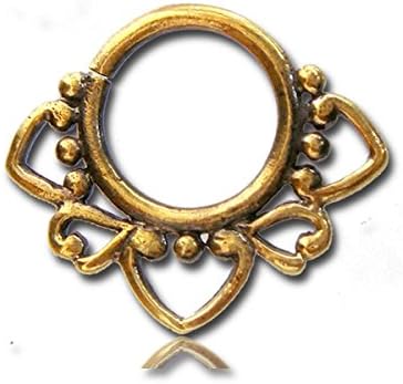 Tribalik Suyá Floral Brass Septum Ring for Pierced Nose - 1mm