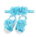 Enuo 4 Sets Baby's Girl's Pearl HeadBands HairBows and Barefoot Foot Flower
