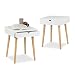 Produktbild 2x Nachttisch ARVID im Set, Nachtschränke, Nachttischschrank, Nachtkommode, Schublade, HBT: 50,5 x 40 x 40 cm, weiß
