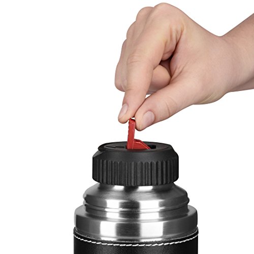 Emsa 502437 Isolierflasche, Mobil genießen, 1 l, Safe Loc Verschluss, Echtleder-Mantel, Schwarz, Senator Class - 7