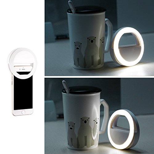 NeewerÂ® 36 LED Luce ad Anello Clip-on per Selfie per Notte o Condizioni di Scarsa LuminositÂ¨Â¤ Illuminazione Supplementare Faretto con 3 Livelli di LuminositÂ¨Â¤ per iPhone Samsung HTC Nokia iPad e Altri Smartphone (Bianco)