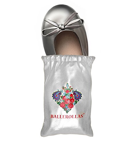 Preisvergleich Produktbild BALLEROLLAS Faltbare Ballerinas Afterparty Schuhe - Wechselschuhe, Innensohle 100% Leder - Obermaterial Kunstleder, Anthrazit Gr. 39 / 40