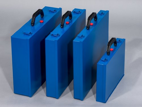 Kleinteilekoffer, Stahlblech, EuroPlus Metall 44/12×63, blau, 12 Einsätze, dicht schließend - 4