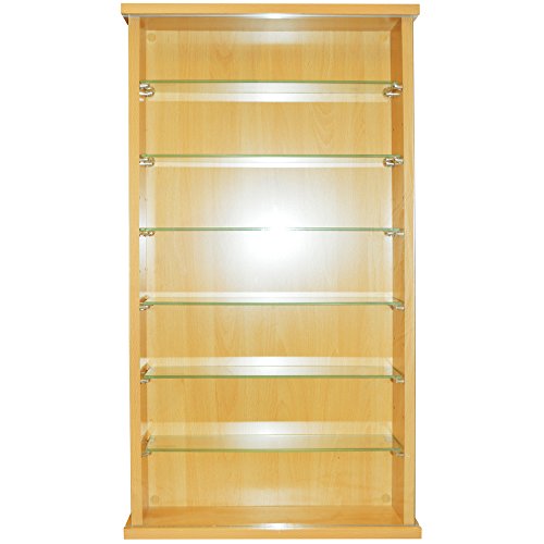 COLLECTORS - Wall Display Cabinet With Six Glass Shelves - Beech
