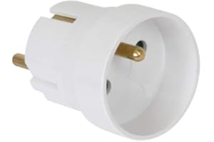 DEBFLEX - Adaptateur France/Allemagne - Adaptateur de Voyage 2P+T 10/16A - Pour Brancher Fiche Française sur Prise Allemande - Blanc