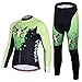 Produktbild SonMo Schutz Radjacke + Fahrradhose Radfahren Jersey Set Fahrradbekleidung Set Langarm Radtrikot mit Sitzpolster Reflektorstreifen Grün L