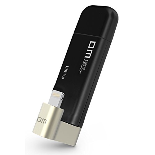 Preisvergleich Produktbild DM apd001 Plus Stick für iPad iPod iPhone USB Flash Drive mit Lightning Adapter Connector externen Memory Stick [Apple MFi Zertifiziert] schwarz schwarz 128 GB