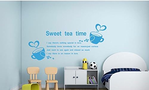 Convenience Store glass doors coffee cup heart-shaped English letters posters stickers living room wall English wallpaper 100*50cm,f multi-color