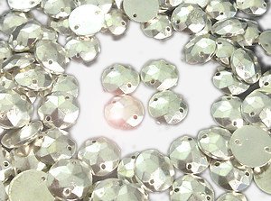 Crystals & Gems UK 100 X 8mm Clous Ronds Acrylique Metallique Argent À Coudre/ Épingler/ Coller