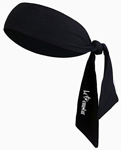 Tennis Headband, Adjustable Athletic Hair Band Sports Headband Sweatband for Tennis, Running, Workout, Yoga Fits to Men and Women Stretchy Breathable Moisture Wicking (Black)