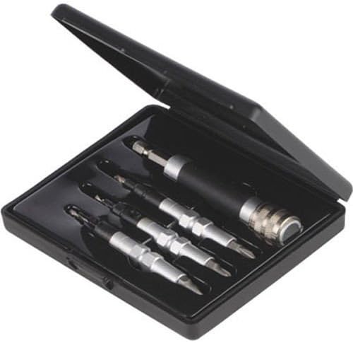 ToWorld(TM) 4 PIECE Quick Flip Set Drill Countersink Screw Drivers Bits + CASE + WARRANTY