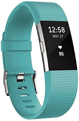 Fitbit Charge 2 Standard Bracelet d'activité et de suivi de la fréquence cardiaque, Mixte Adulte, Turquoise, Taille L
