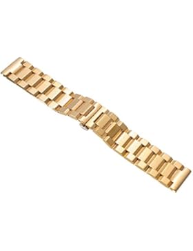 22mm Herren Damen Gold Edelstahl Uhren-Armband Goldene Uhrenarmbänder Uhrband Watch Band Watch Strap Uhr Unisex...