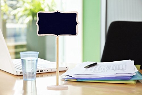Mini Rechteck Kreidetafeln doppelseitig schwarz Board für Nachricht Board Schilder, Set von 12, Mini Chalkboard Rectangle Shape Blackboards on Stick Stand Place Holder Brand New Wedding Party Decorations - 2