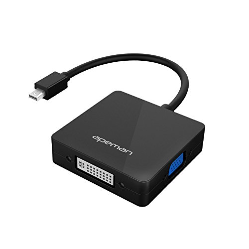 APEMAN Mini Displayport DP zu HDMI/VGA/DVI Konverter 3 in 1 Multifunktionales Thunderbolt Kabel Adapter für PC mit Mini-Displayport