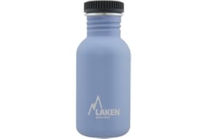 LAKEN Botella de Agua de Acero Inoxidable (0,50L - Azul) con Tapón Basic - Para Niños y Adultos/Para Gimnasio y Deportes - Reutilizable y Reciclable