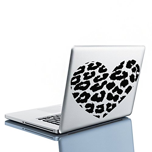 AnOL Decalcomania da Parete in Vinile,Cuore Leopardato,Stampa Decorativa Adesiva Animale,20x17cm,Removibile