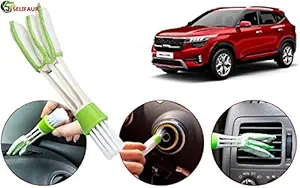 Selifaur - Multipurpose Microfiber Double Sided Car AC Window Cleaning Brush for Kia Seltos