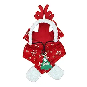 Pet Christmas Costume Autumn and Winter Pet Christmas Antler Reindeer Detachable Cap Scarf Set Christmas Costume for Christmas Festival Party TOUFA