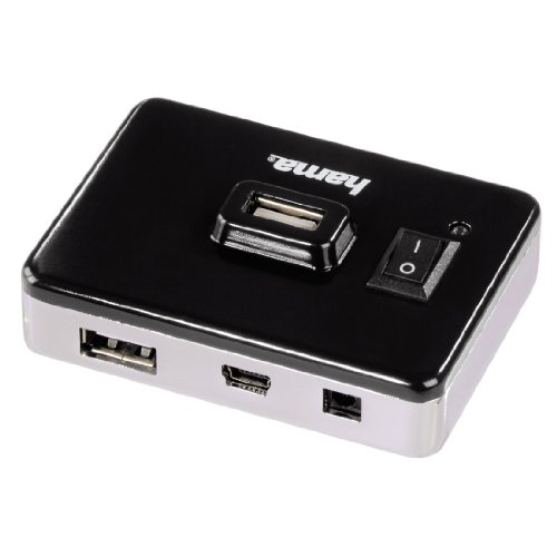 Hama 4-Port USB-2.0 Hub mit Netzteil und Ein-/Ausschalter, kompatibel auch mit Windows 10, schwarz/silber - 2
