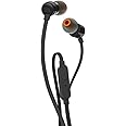 JBL T110 Cuffie In Ear con Microfono, Cavo Piatto Antigroviglio, Comando a un pulsante, JBL Pure Bass Sound, Nero