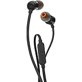 JBL T110 Cuffie In Ear con Microfono, Cavo Piatto Antigroviglio, Comando a un pulsante, JBL Pure Bass Sound, Nero