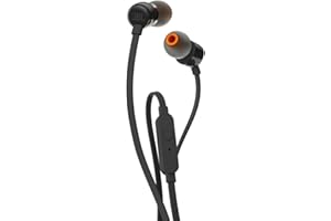 JBL T110 Cuffie In Ear con Microfono, Cavo Piatto Antigroviglio, Comando a un pulsante, JBL Pure Bass Sound, Nero